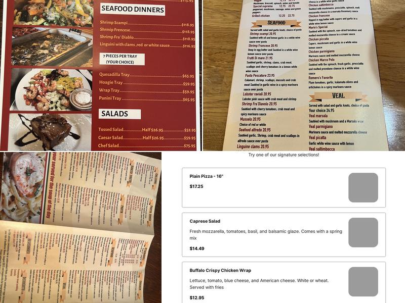 Mario's Restaurant & Pizzeria Menu