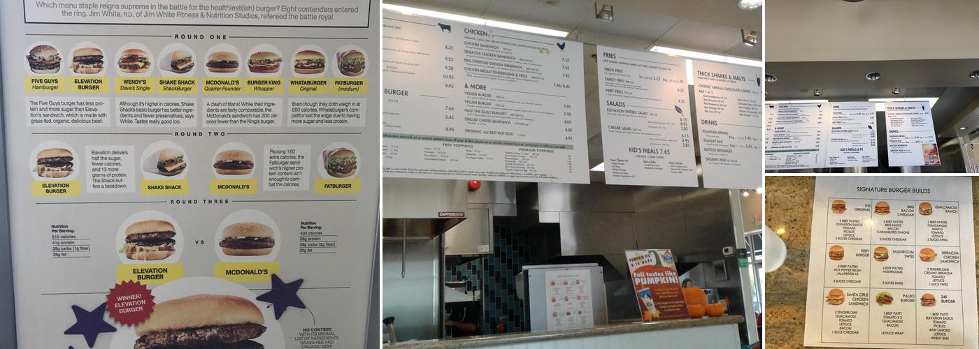 Elevation Burger Menu