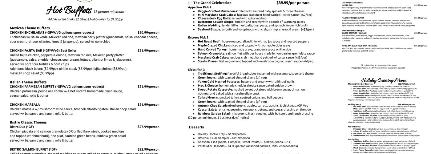 Koren's Kitchen Menu