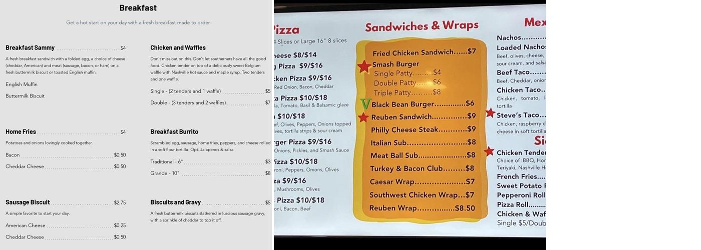 Kitchen on the Corner Menu