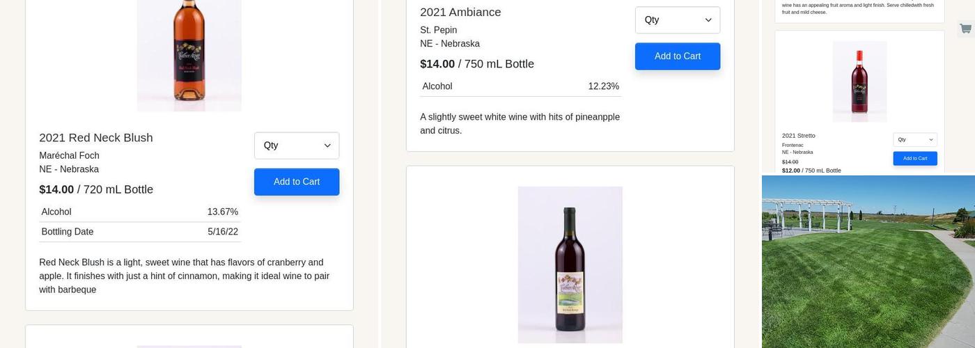 Feather River Vineyards Menu