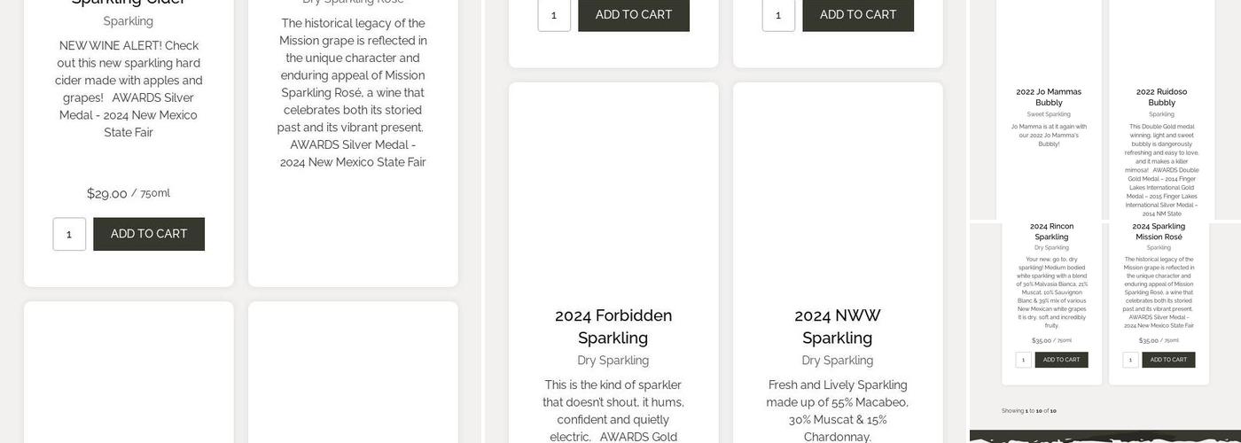 Noisy Water Winery Menu