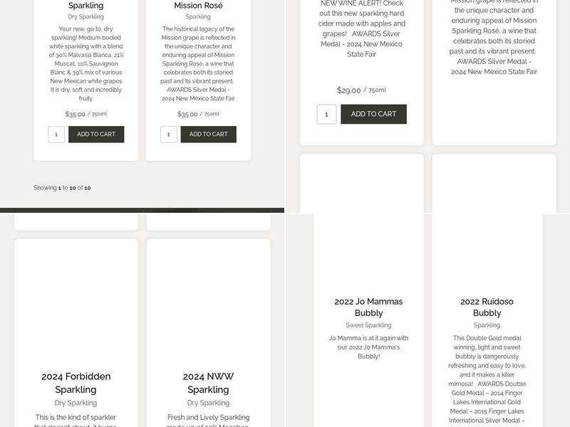 Noisy Water Winery Menu