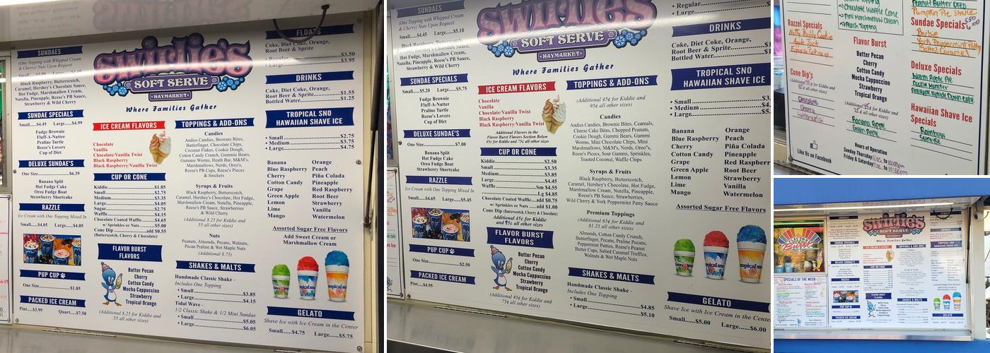 Swirlies Soft Serve Haymarket Menu