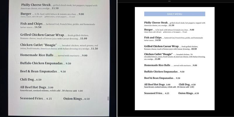 Roseann's Kitchen Menu