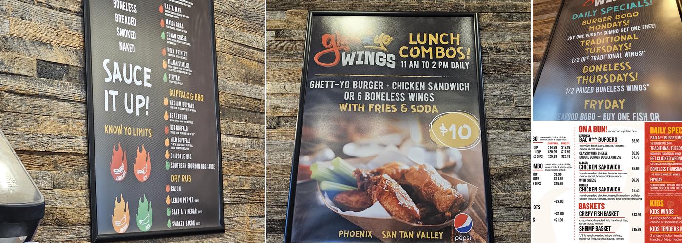 Ghett Yo Wings- San Tan Valley Menu