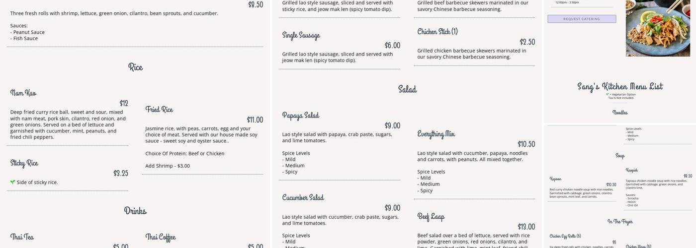 Sang’s Kitchen Menu