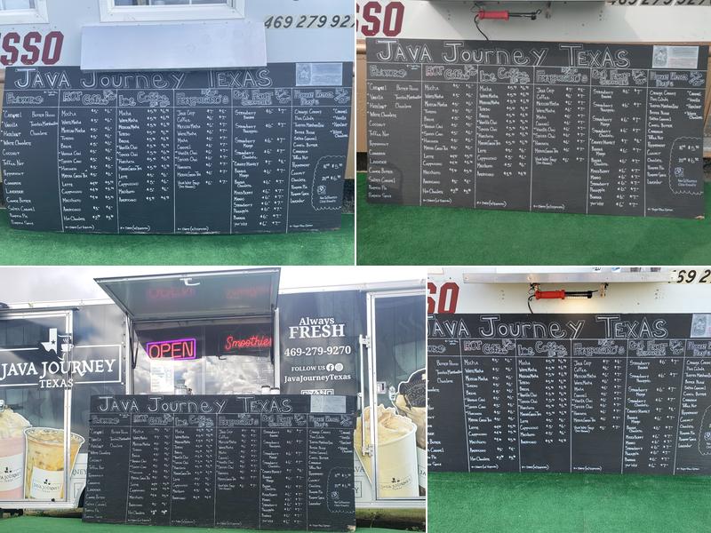 Java Journey Texas Menu