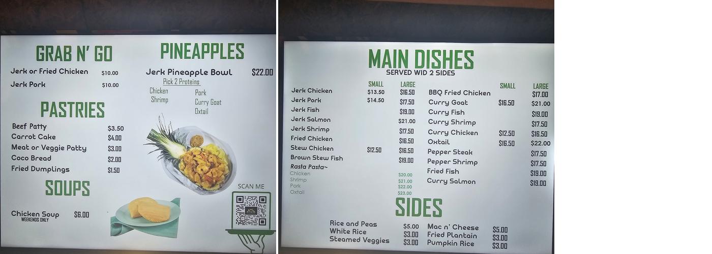 Jamaican Jerkshack HFD Menu
