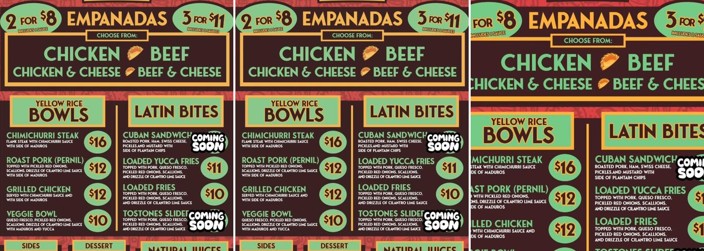 Empanadas N More Latin Bites Menu