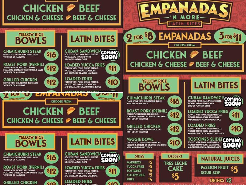Empanadas N More Latin Bites Menu