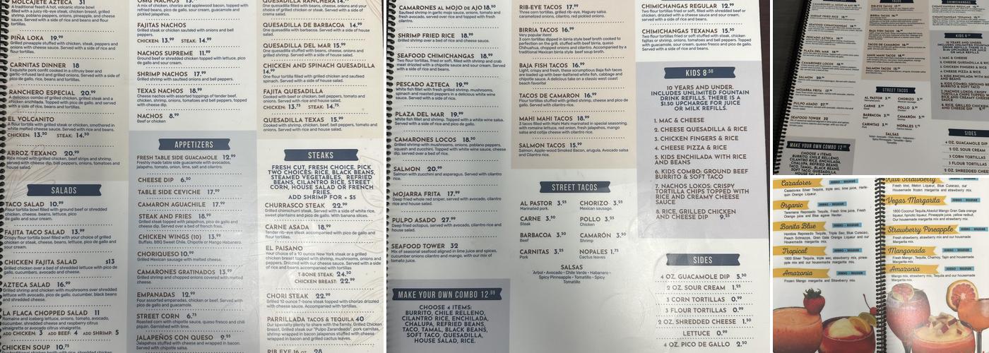 Tacos y Tequila Menu