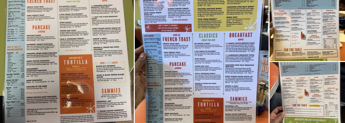 Snooze, an A.M. Eatery Menu