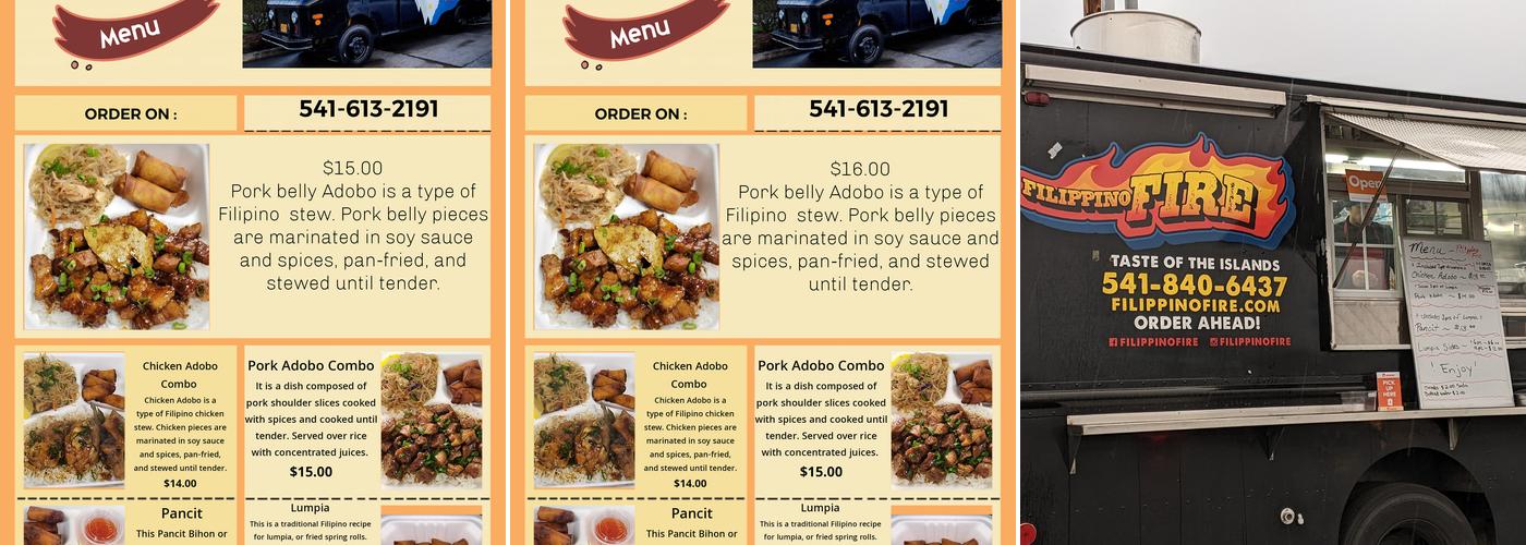 Filippino Fire Taste Of The Islands Menu