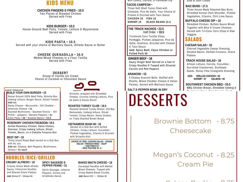 The BackTrack Lounge Menu