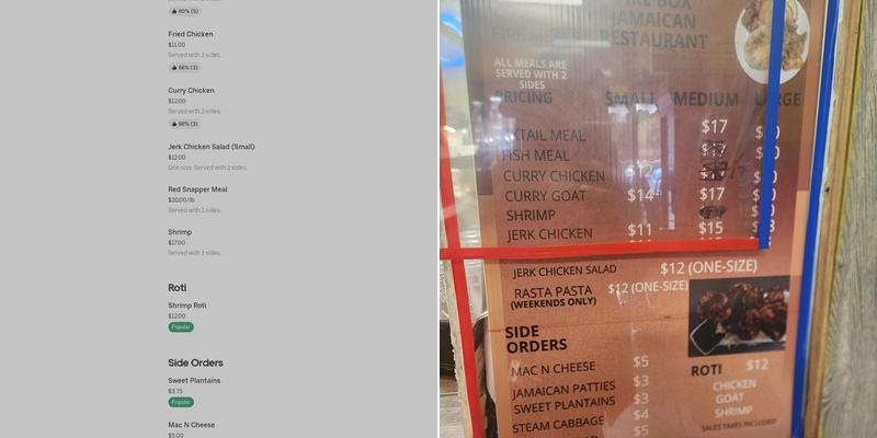 Firebox Jamaican Restaurant Menu