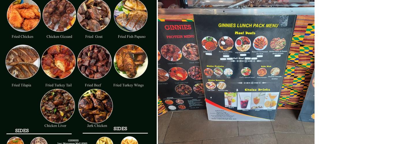 Ginnies bakery and African cuisine Menu