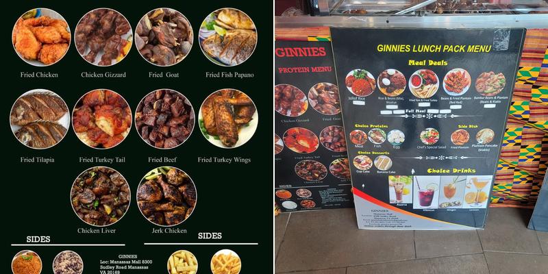 Ginnies bakery and African cuisine Menu