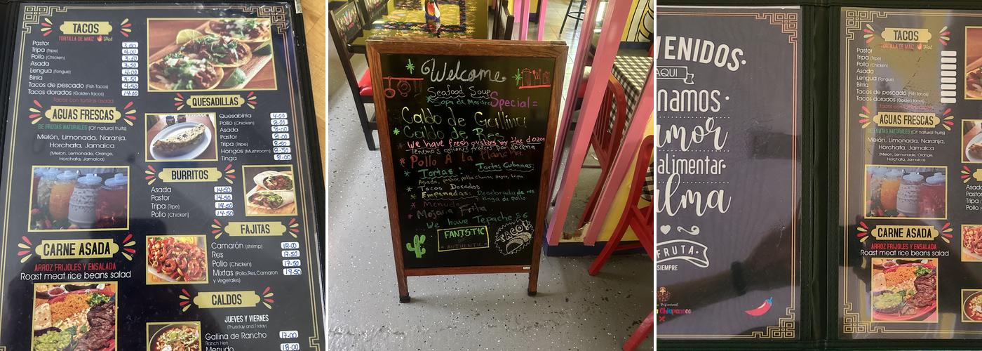 El Rincon Chiapaneco Mexican Restaurant Menu