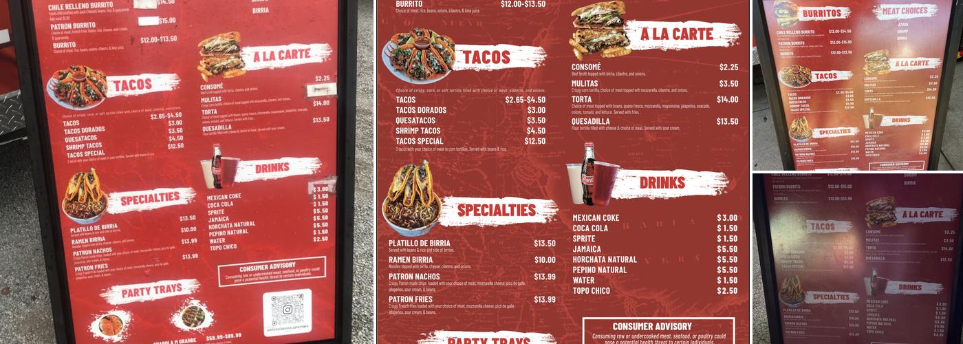 Birrieria Y Taqueria Los Patrones Menu