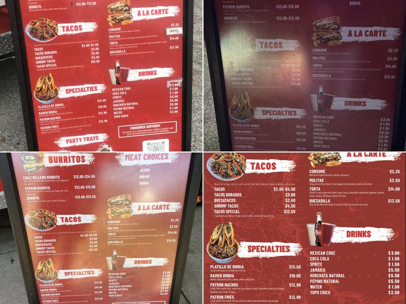 Birrieria Y Taqueria Los Patrones Menu