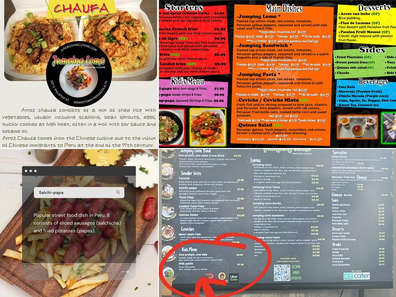 Jumping Lomo Peruvian Cuisine Menu