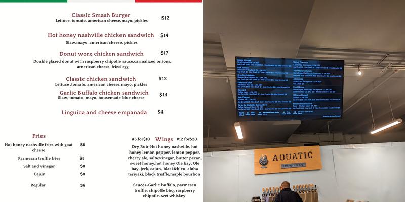 Aquatic Brewing Menu