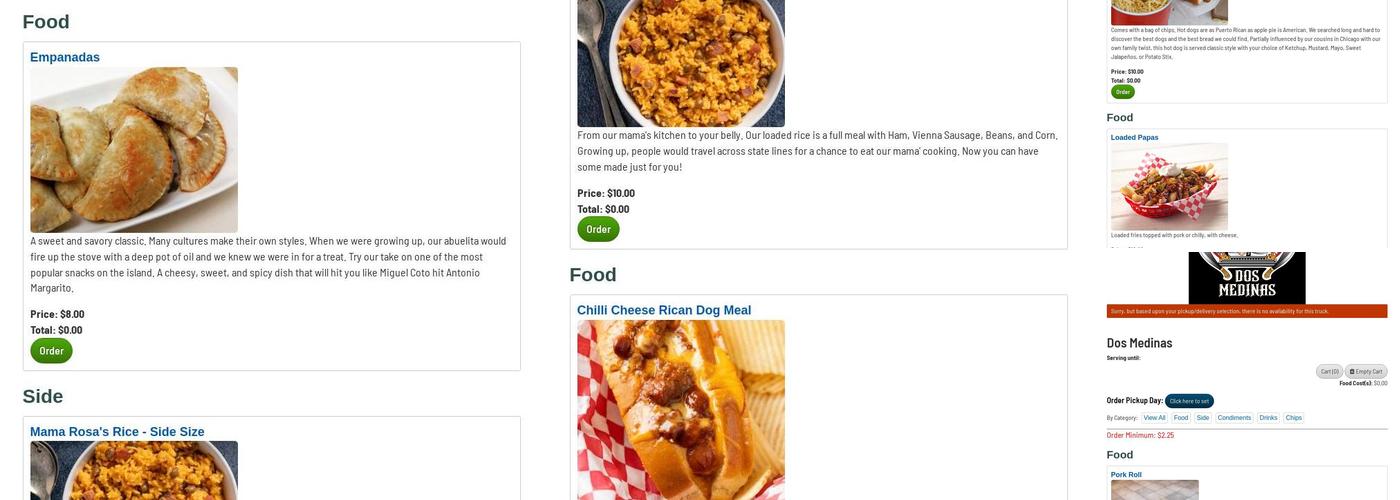 Dos Medinas Food Trailer Menu