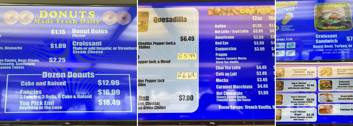 Daylight Donuts Menu