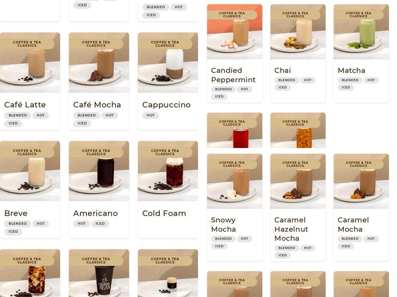 The Human Bean Menu