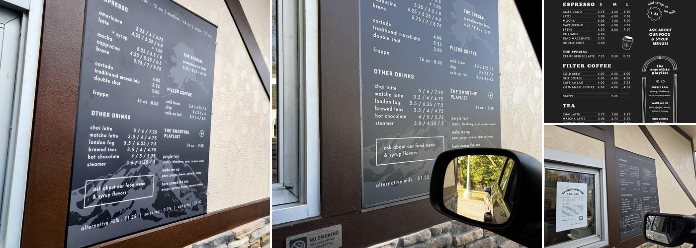 Creme Brew Lait Menu