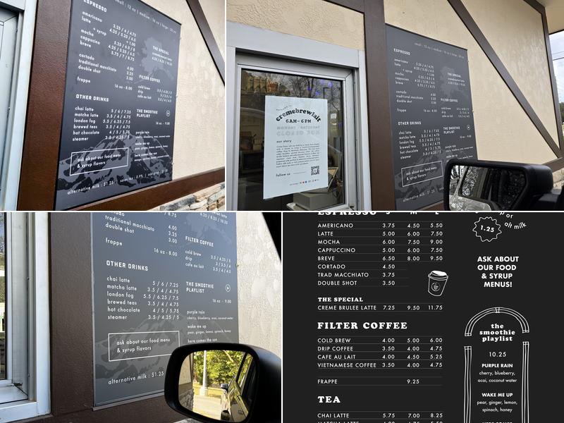 Creme Brew Lait Menu