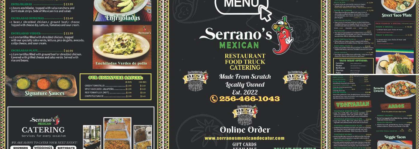 Serrano's Mexican Menu