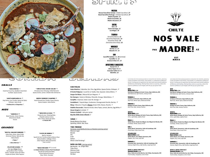 Chilte Menu