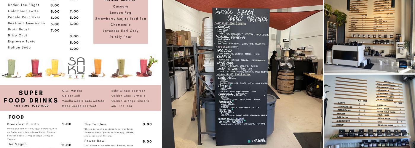 Single Speed Coffee Roasters Menu