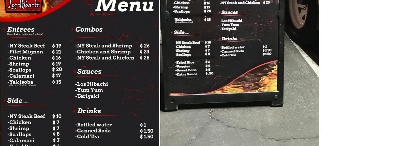 Los Hibachi Menu