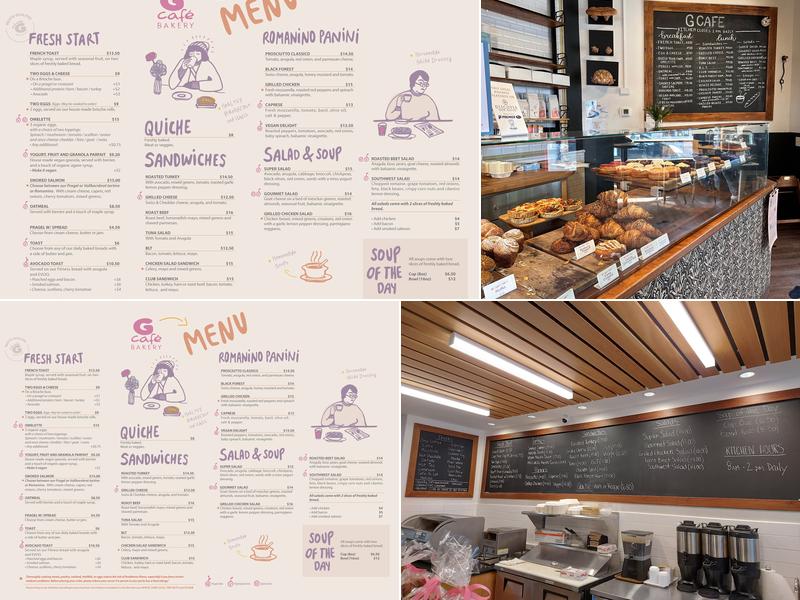 G Cafe Bakery East Rock Menu