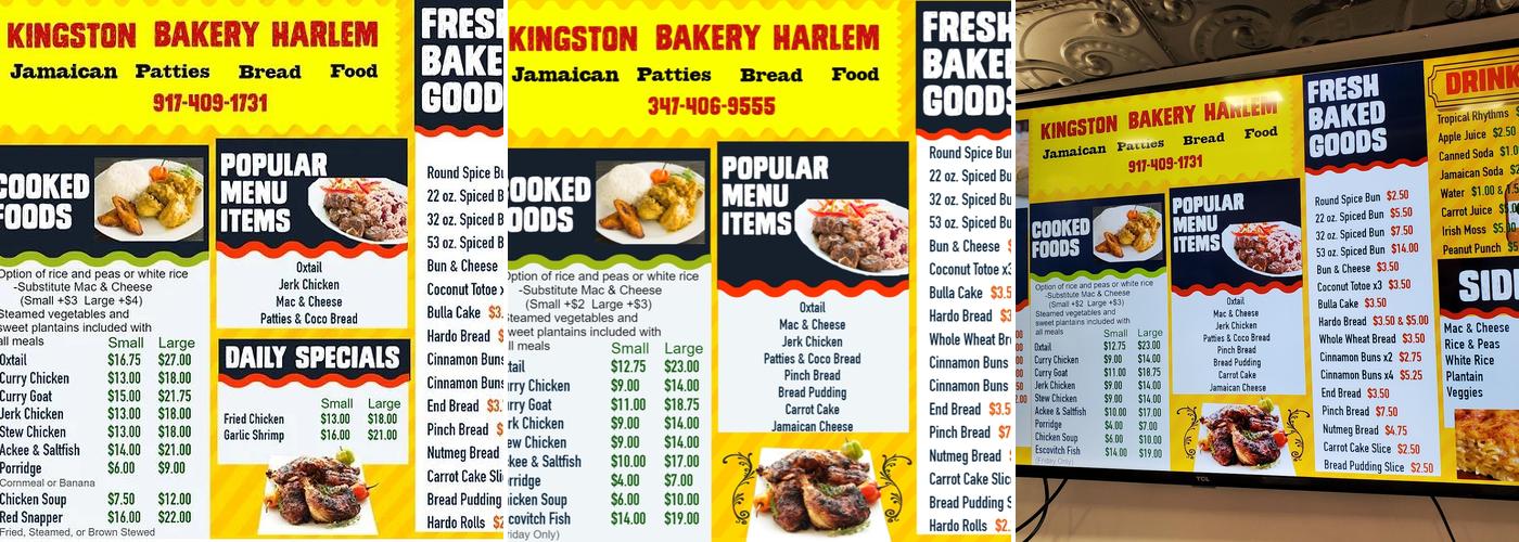 Kingston Bakery Harlem Menu