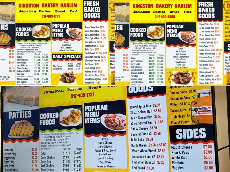 Kingston Bakery Harlem Menu