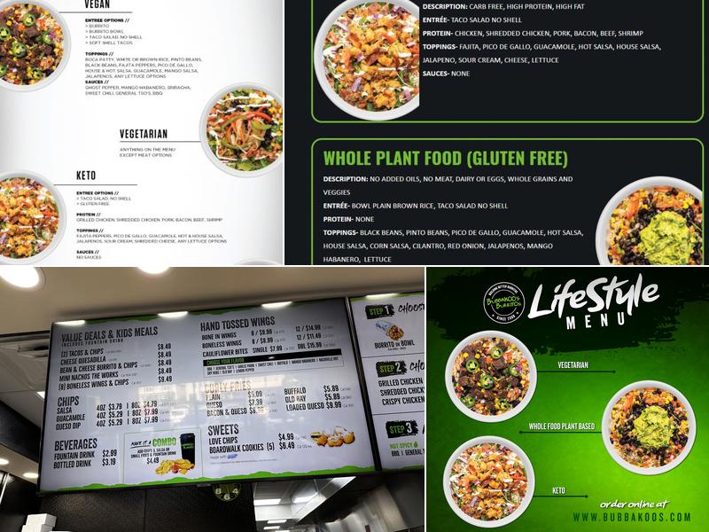 Bubbakoo's Burritos Menu