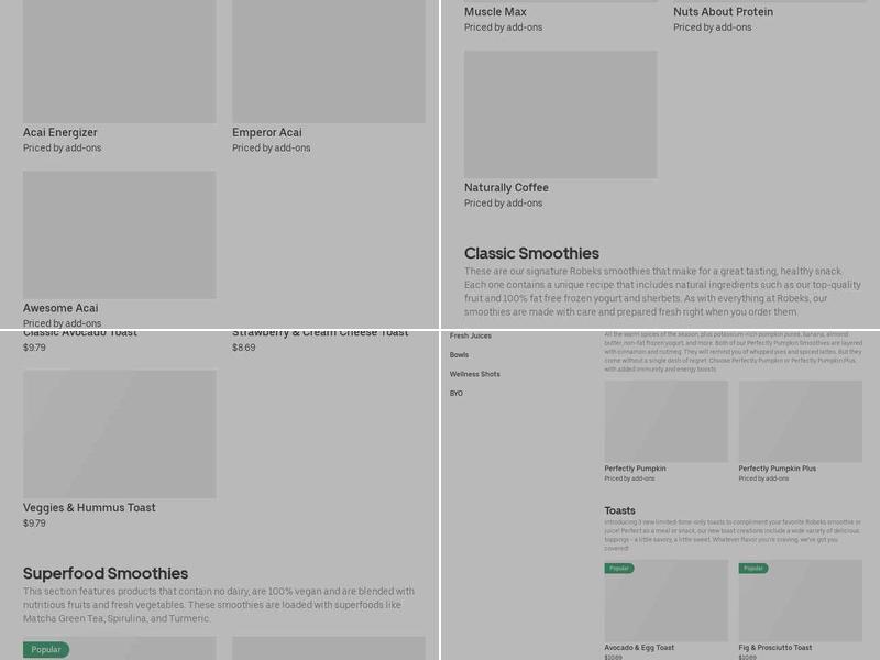Robeks Fresh Juices & Smoothies Menu