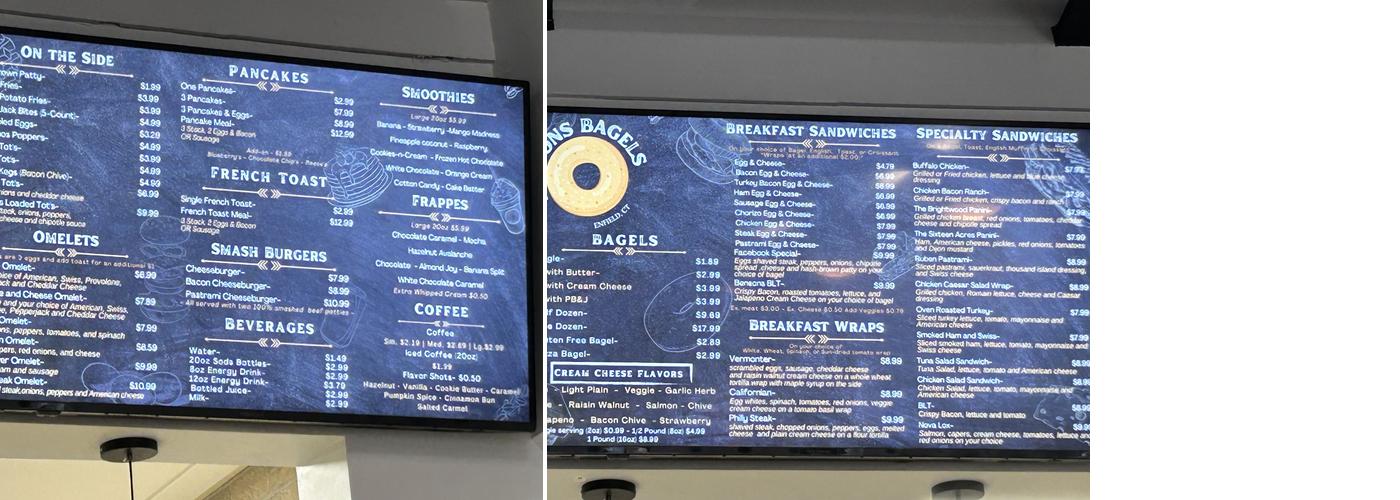 BENSON'S BAGELS Menu