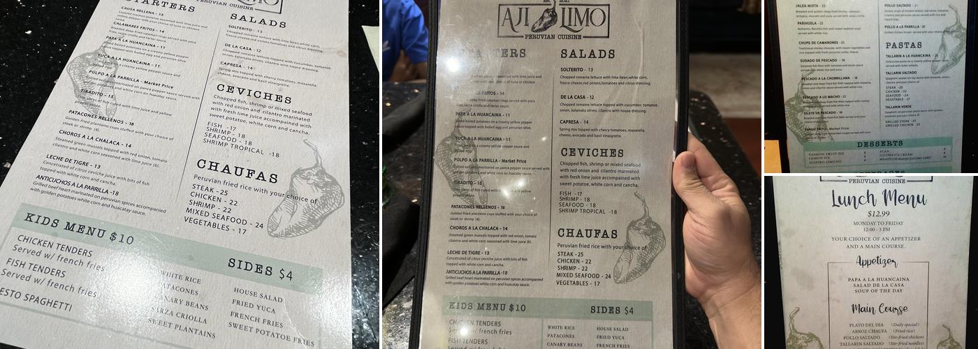 Aji Limo Peruvian Cuisine Menu