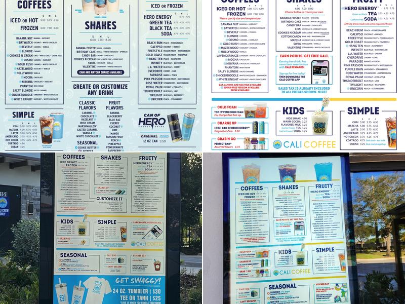 Cali Coffee Menu