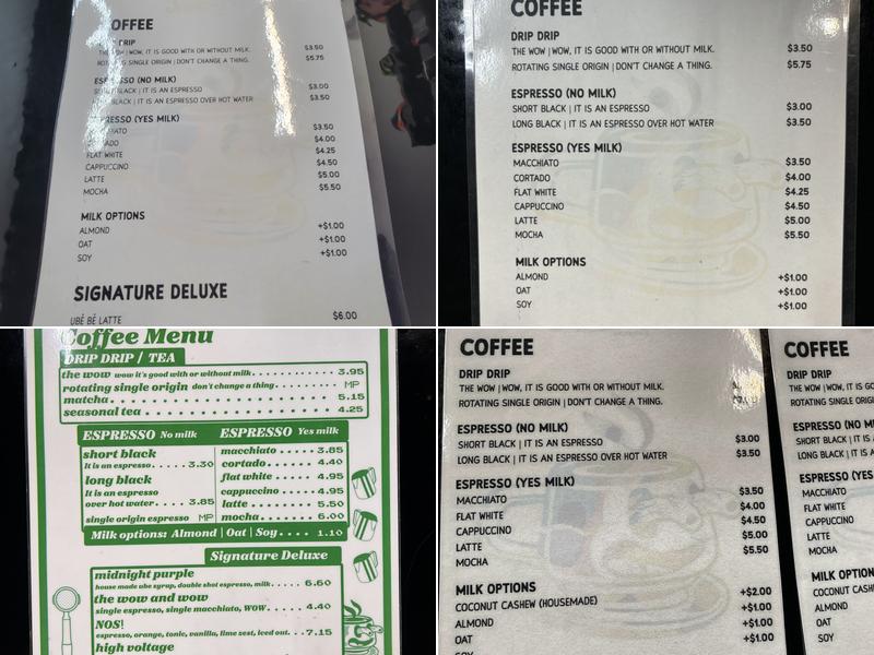 Superwow Coffee Menu