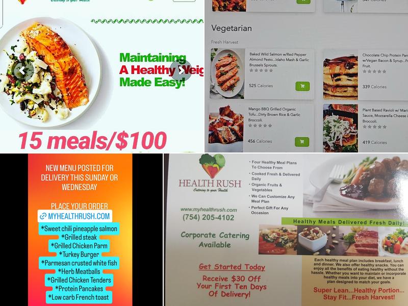 Health Rush Meal Plan Delivery Menu