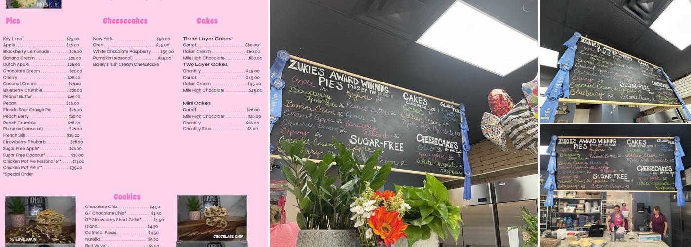 Zukie's Pies and Cakes Menu