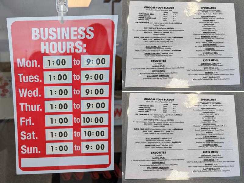 Whit's Frozen Custard West Melbourne Menu