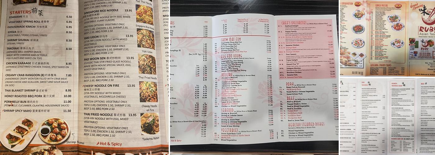 Ruby Asian Taste Menu