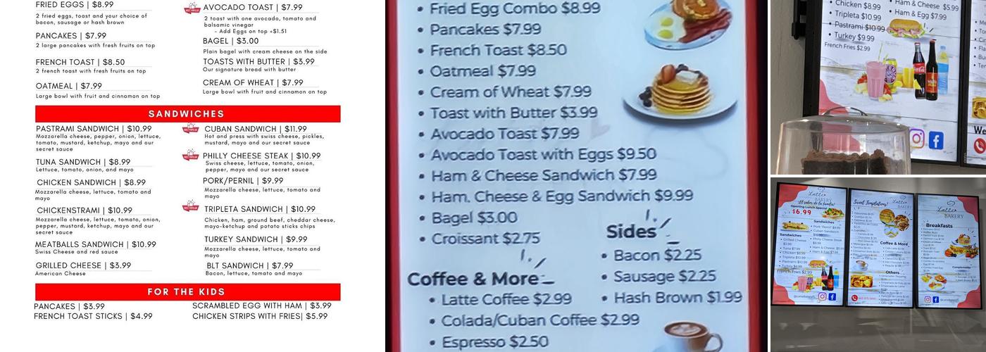 Latte Bakery & Restaurant Menu